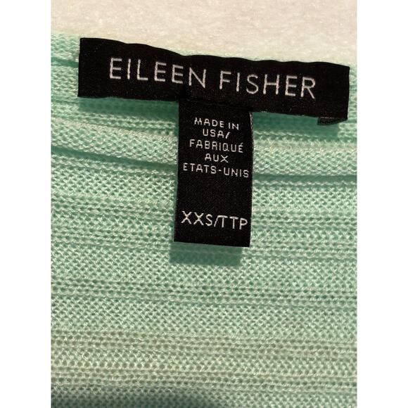 Eileen Fisher Green Mint Bateau Neck Asymmetrical Hem Light Knit coastal Sz XXS - Picture 6 of 7